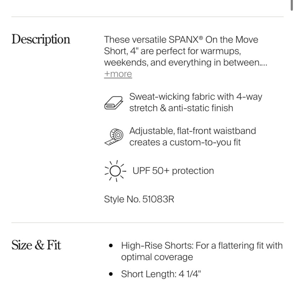 SPANX On the Move Black 4” Shorts - Picture 6 of 11